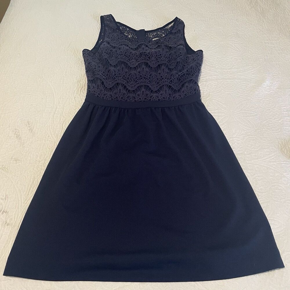 Lilly Pulitzer‎ Rhea Lace Crochet Fit & Flare Dress Navy Blue Womens Medium